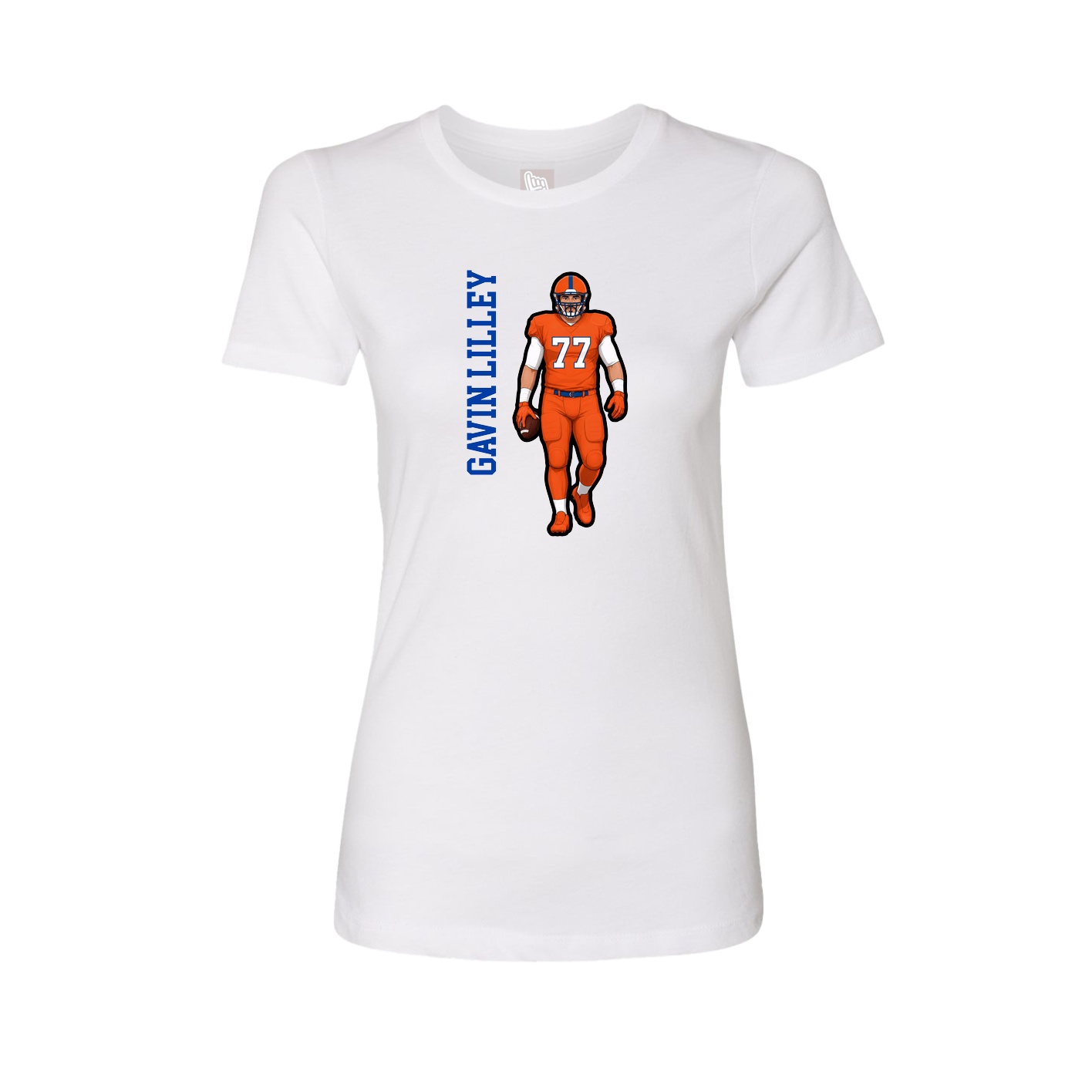 Fitted Women's Tee — Name Vertical in White