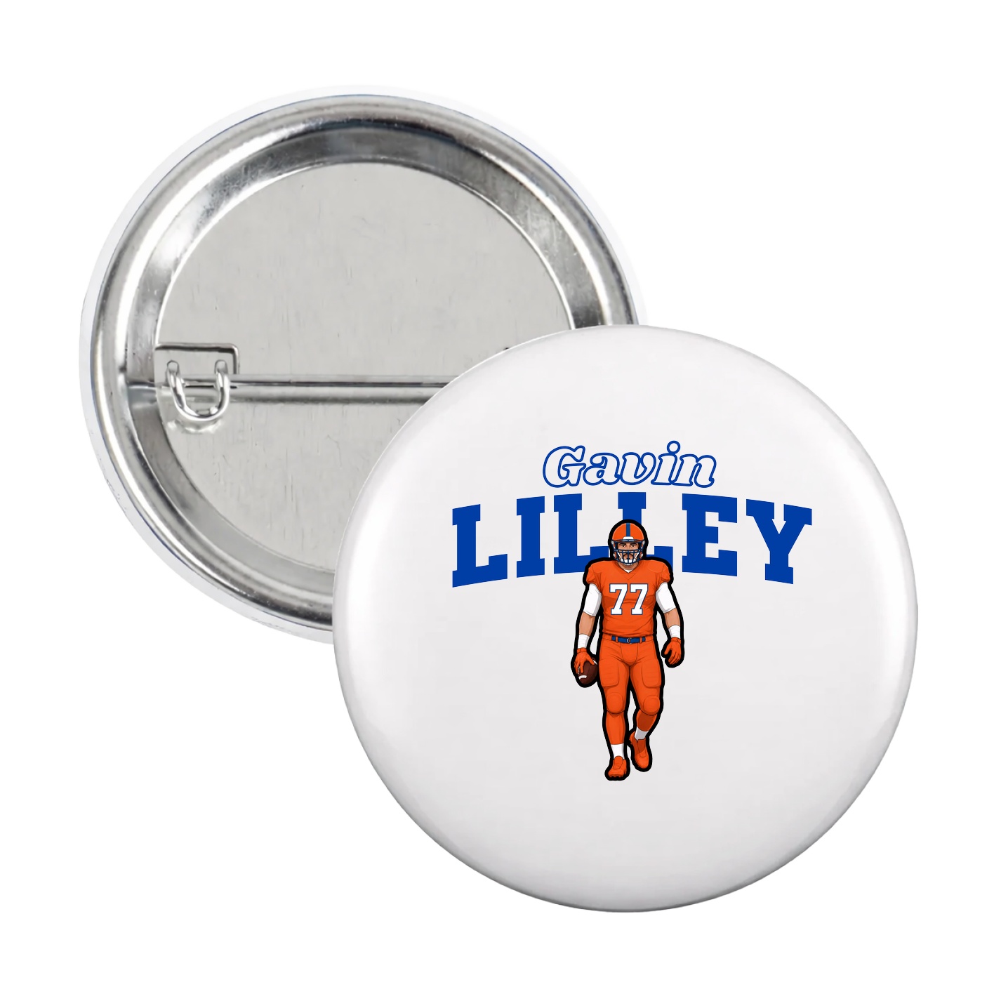 Game Day Button — Name Arch in White