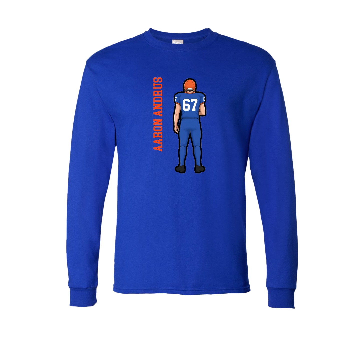 Long Sleeve Tee — Name Vertical in Royal