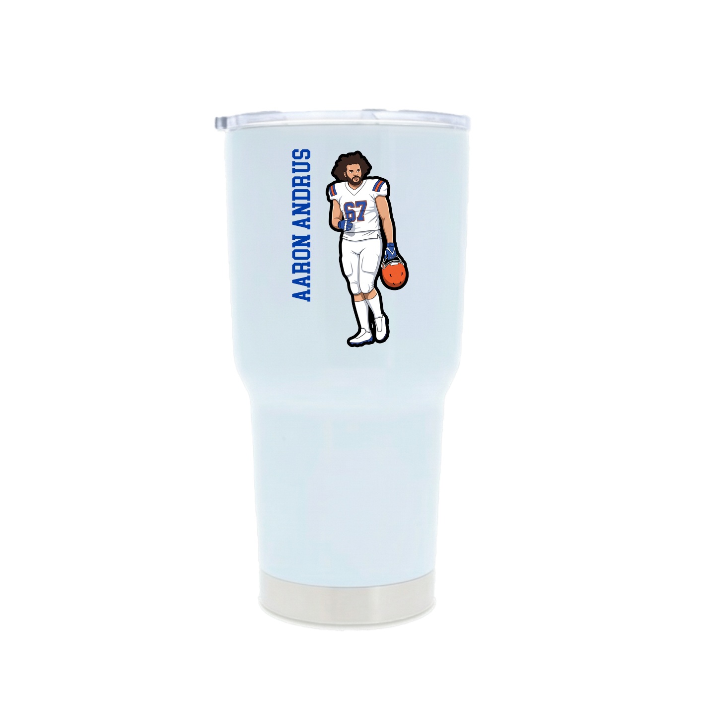 30oz Stainless Steel Tumbler — Name Vertical in White