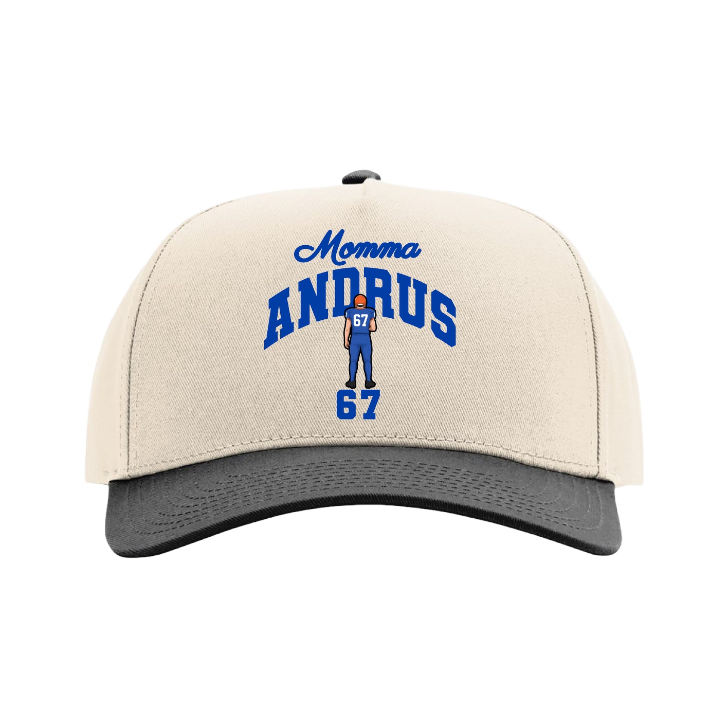 Full Fabric Five-Panel Champ Cap — Mothers Day Arch in Cream/Black