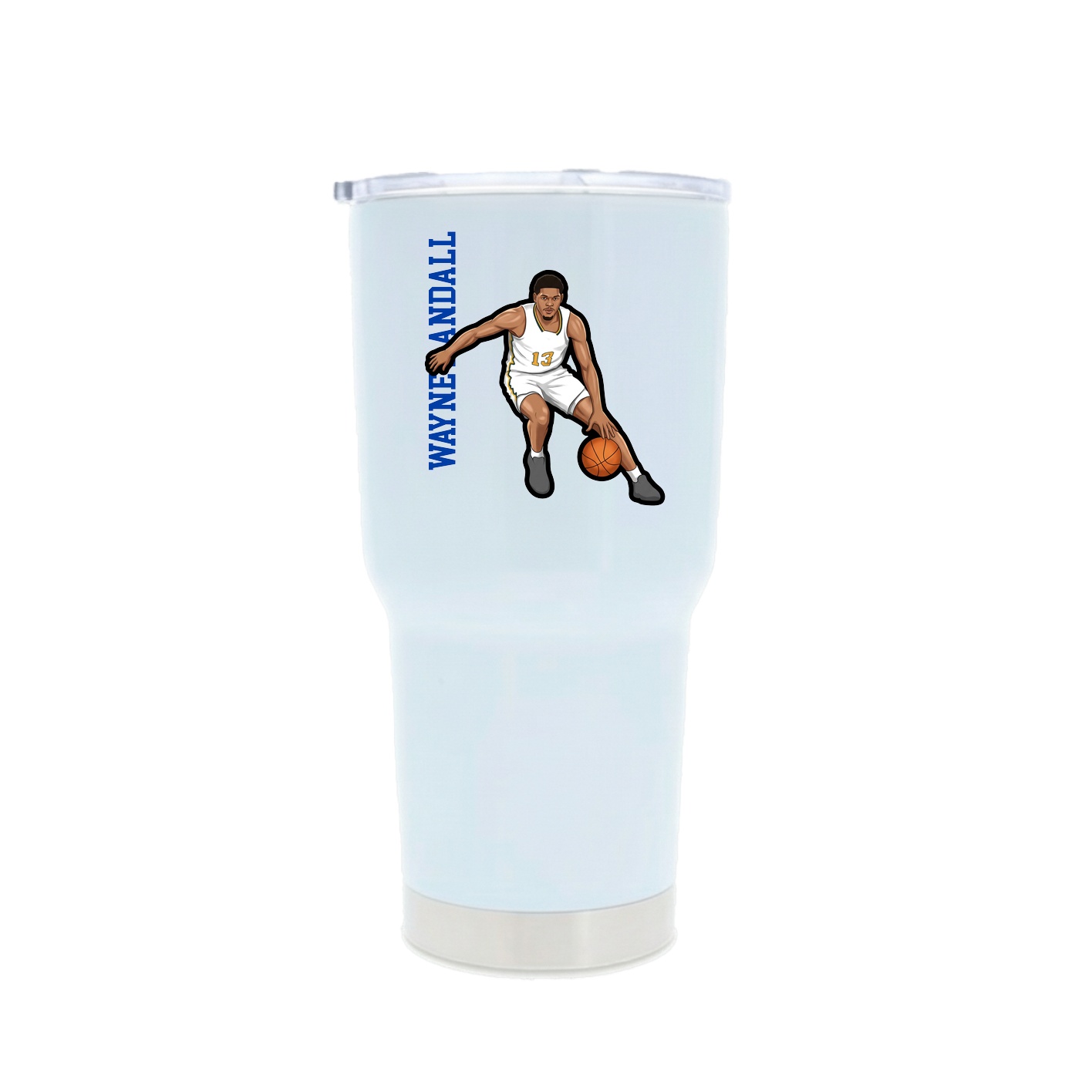 30oz Stainless Steel Tumbler — Name Vertical in White