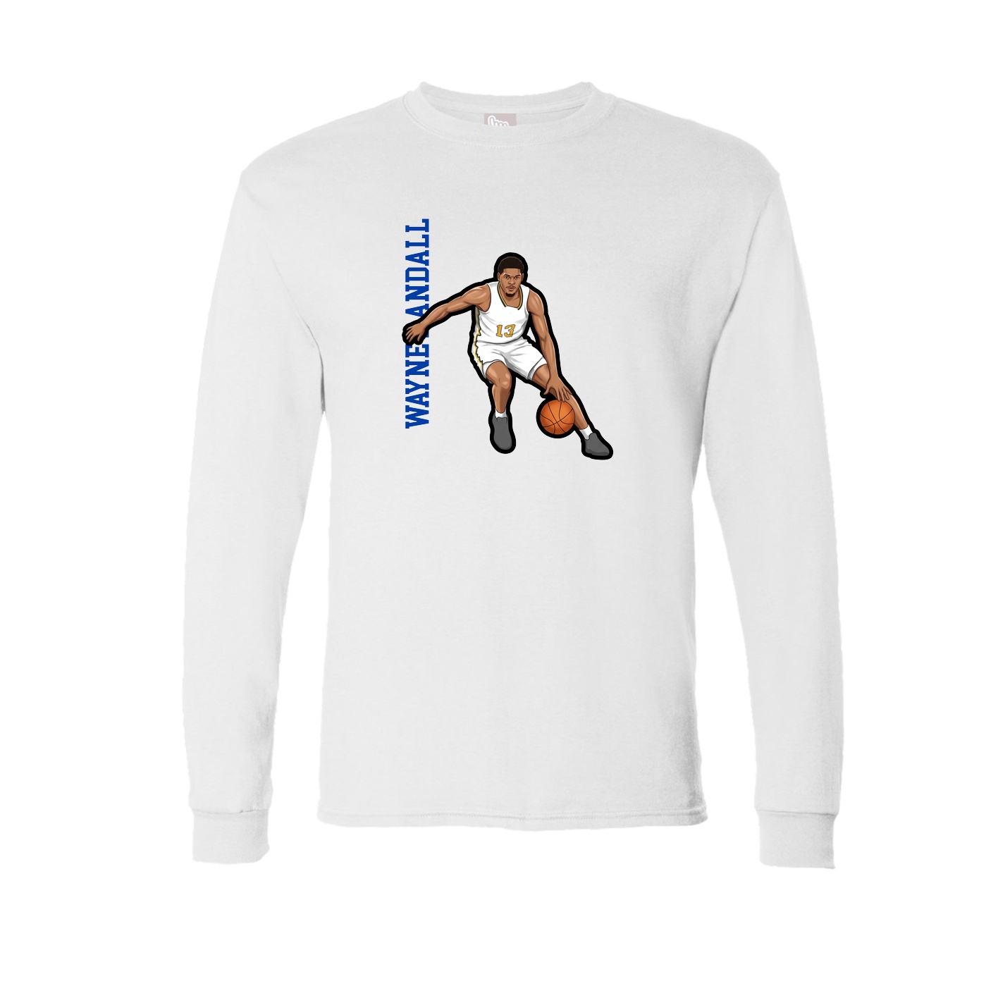 Long Sleeve Tee — Name Vertical in White