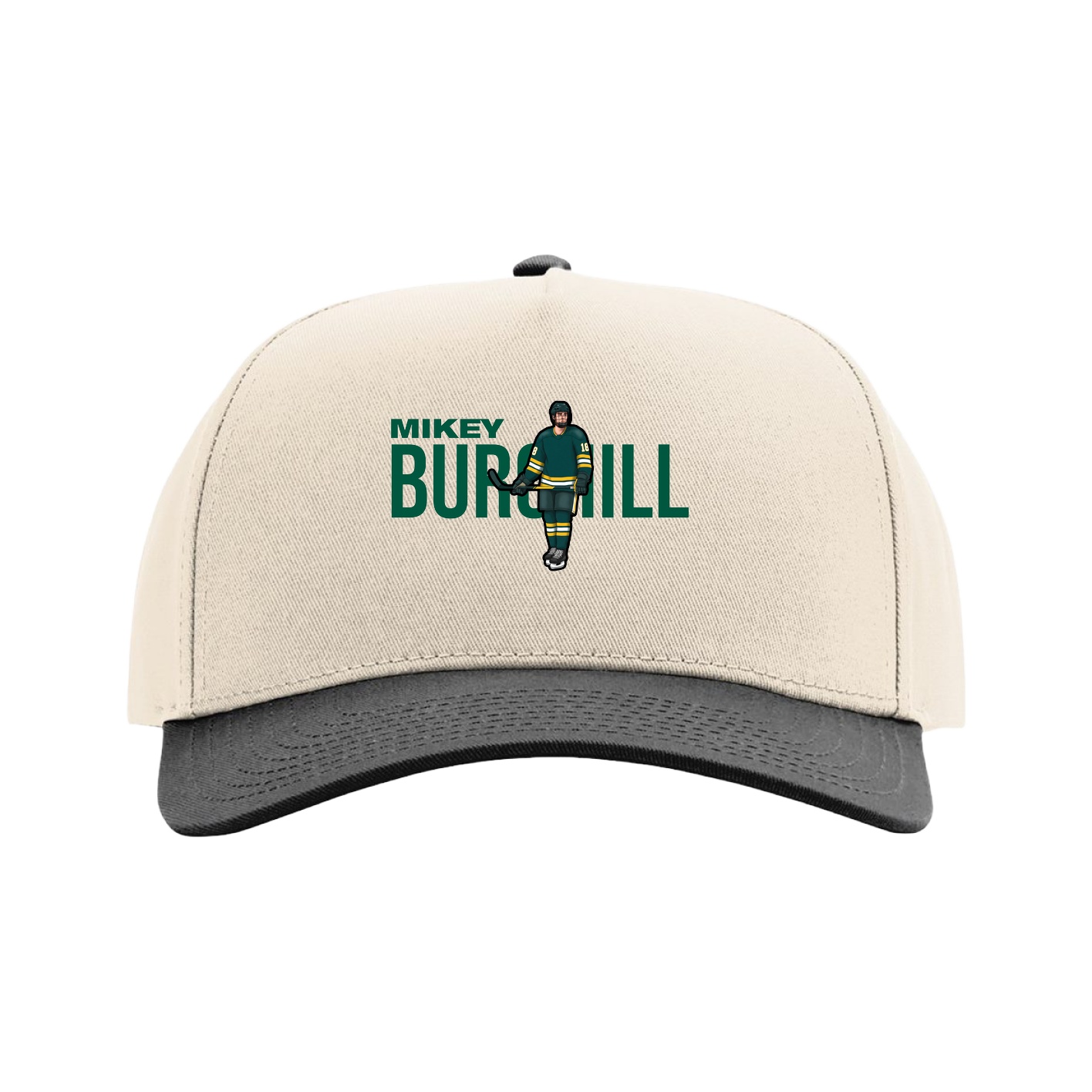 Full Fabric Five-Panel Champ Cap — Player Name in Cream/Black