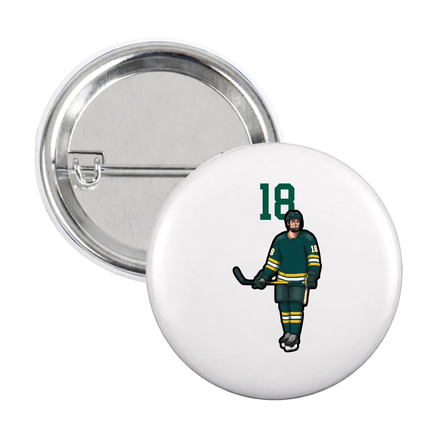 Game Day Button — Number Top in White