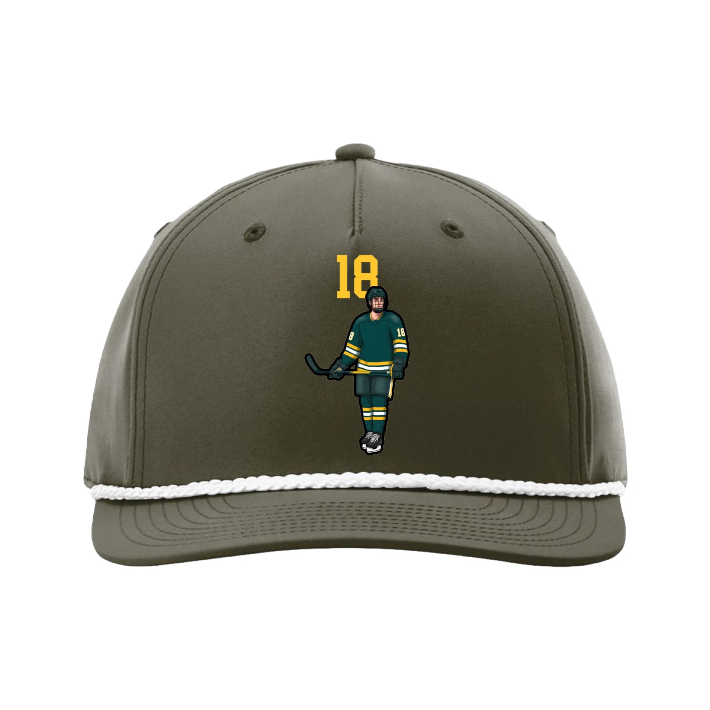 Five-Panel Classic Rope Cap — Number Top in Green