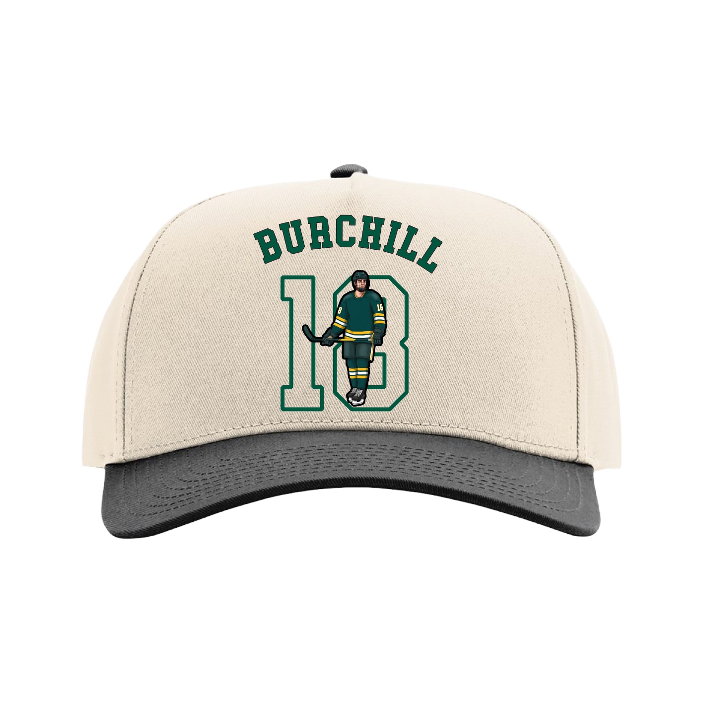 Full Fabric Five-Panel Champ Cap — Shirsey Arch in Cream/Black