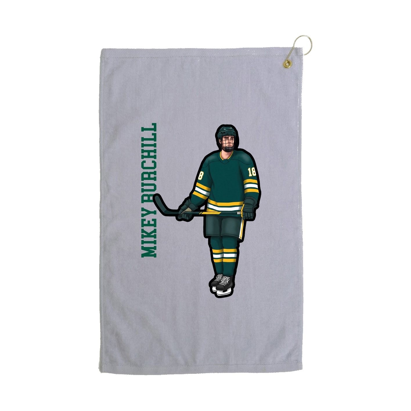 Golf Towel — Name Vertical in Grey