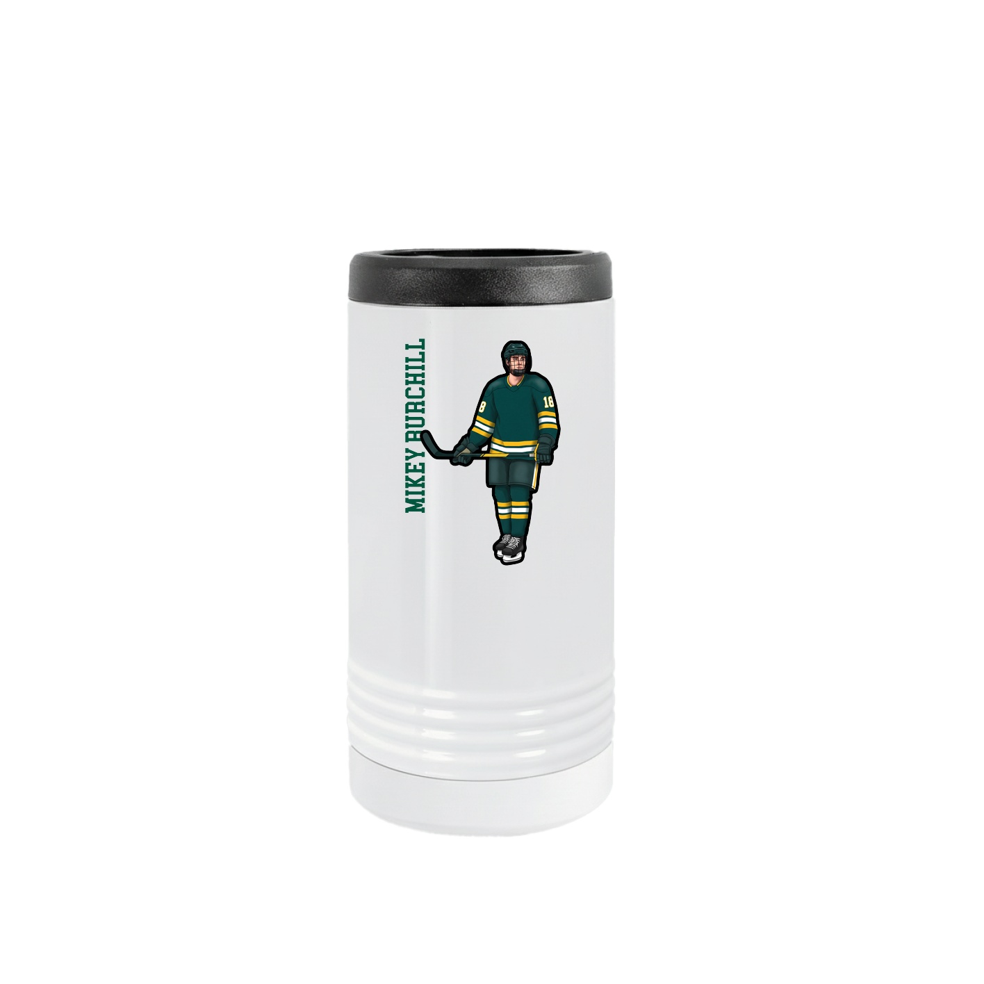 Slim Beverage Holder — Name Vertical in White