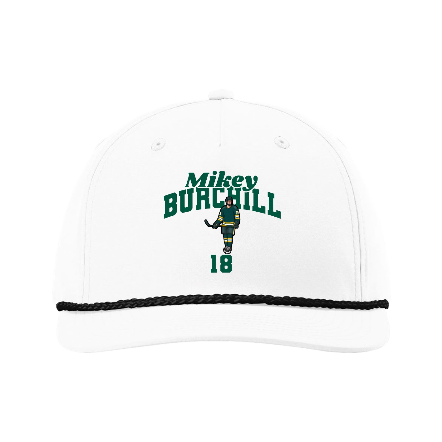 Five-Panel Classic Rope Cap — Signature Arch in White