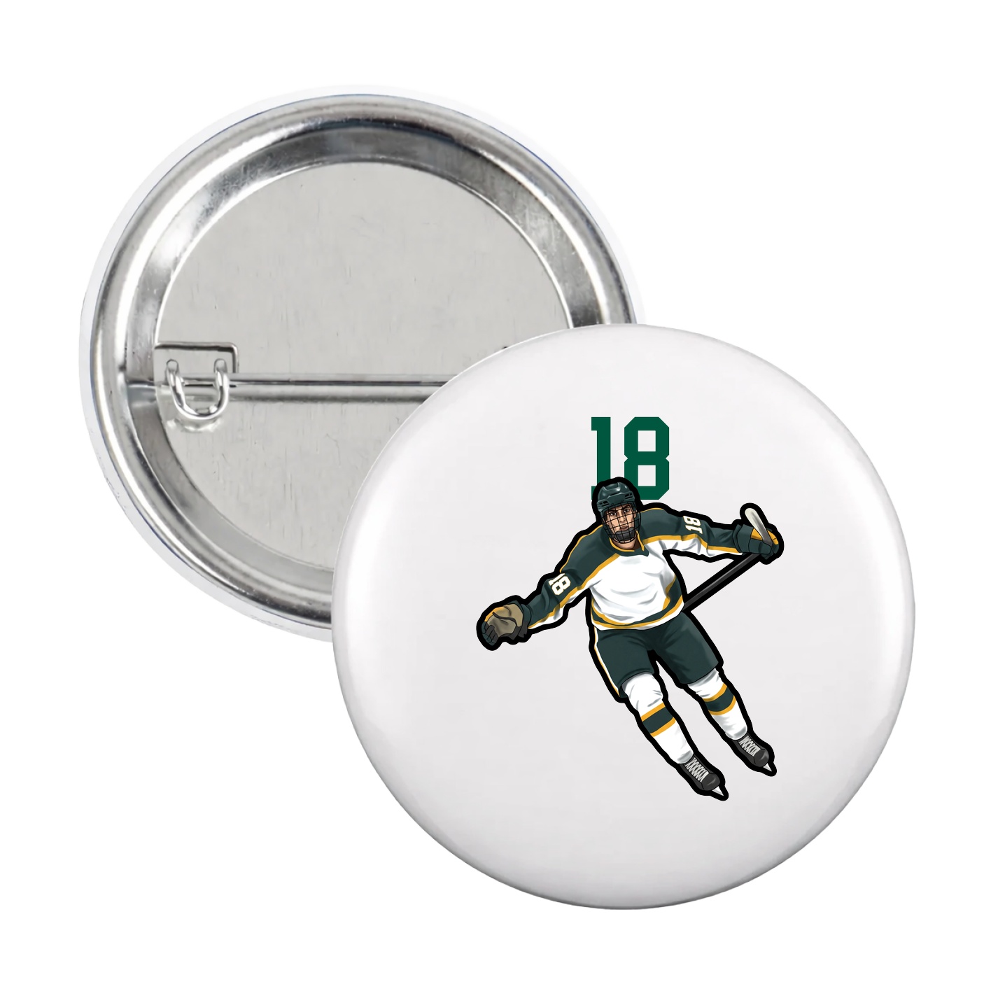 Game Day Button — Number Top in White