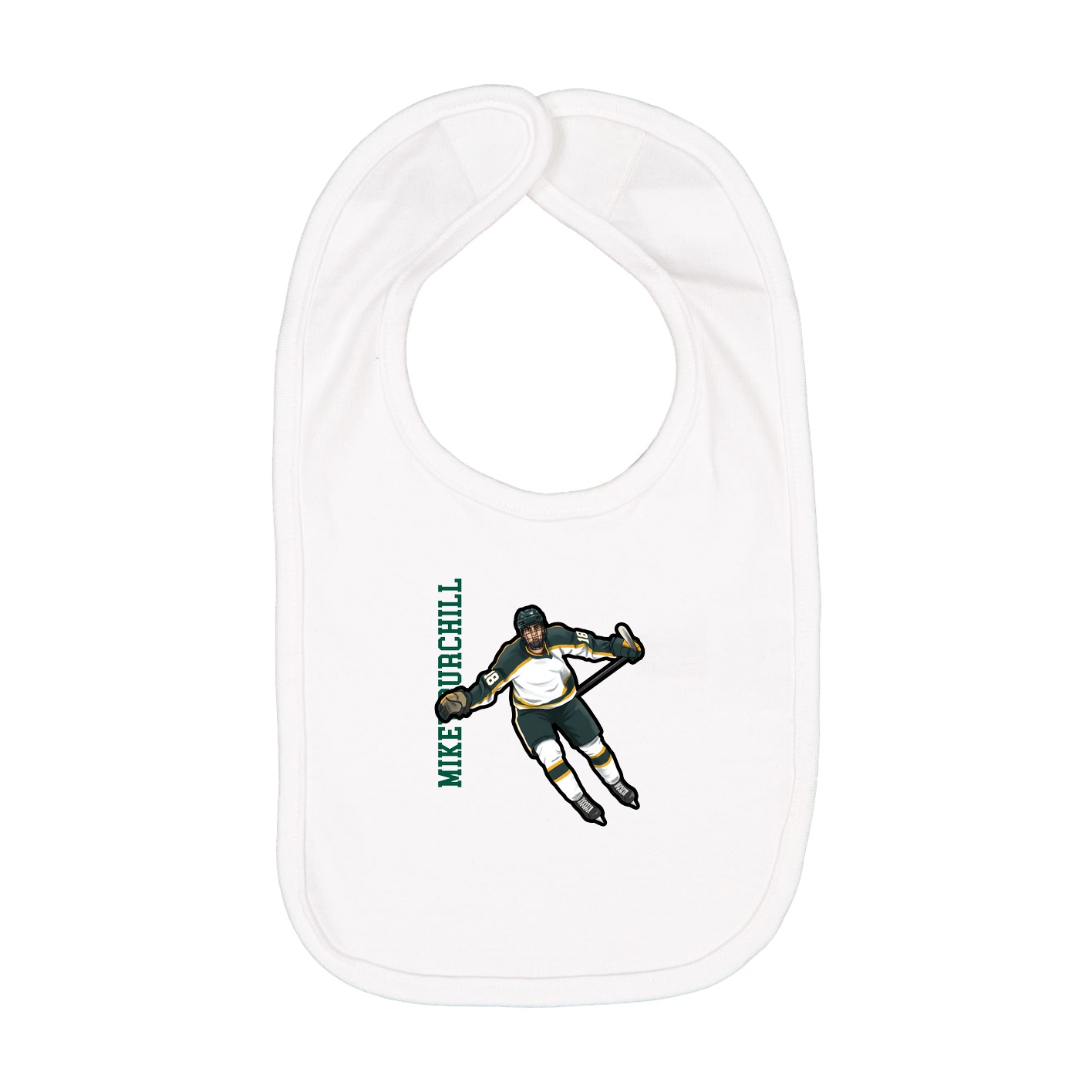 Infant Bib — Name Vertical in White
