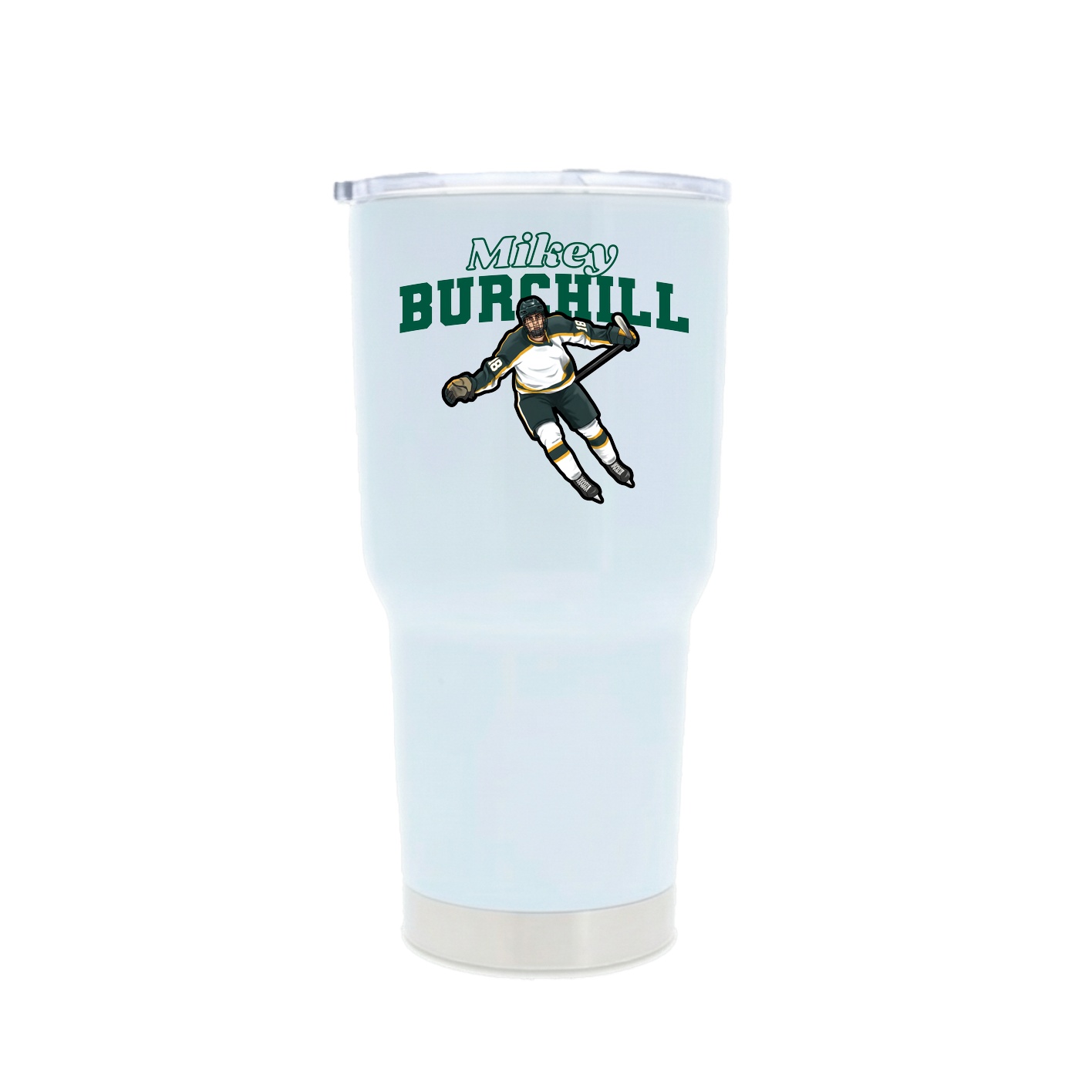 30oz Stainless Steel Tumbler — Name Arch in White