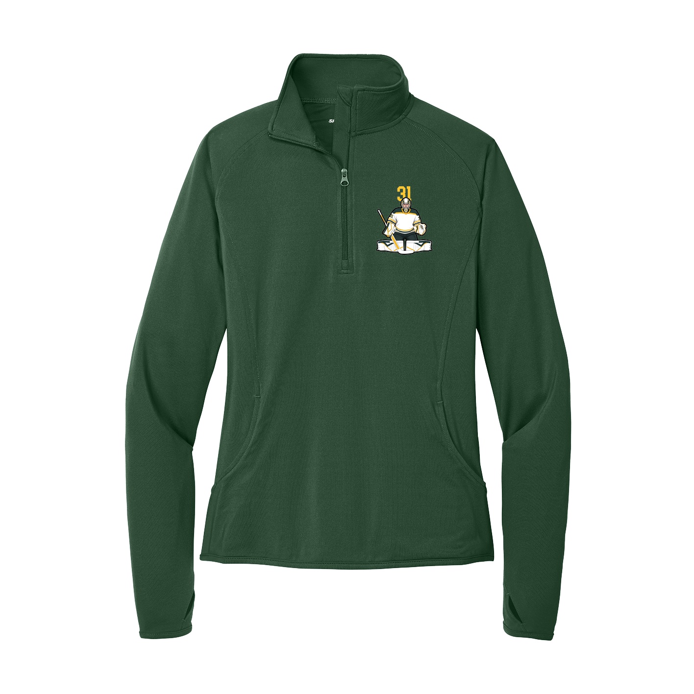 Women's Q-Zip Pullover — Number Top in Green