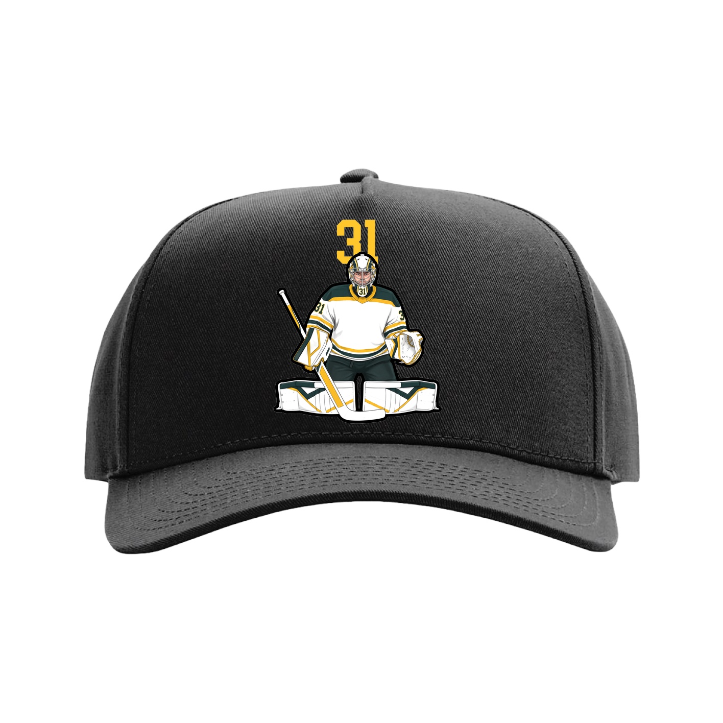 Full Fabric Five-Panel Champ Cap — Number Top in Black