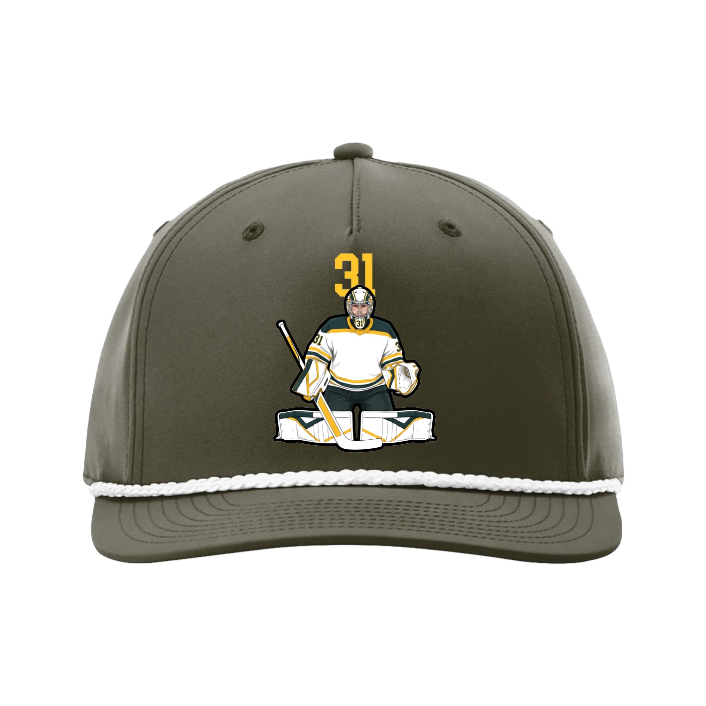 Five-Panel Classic Rope Cap — Number Top in Green