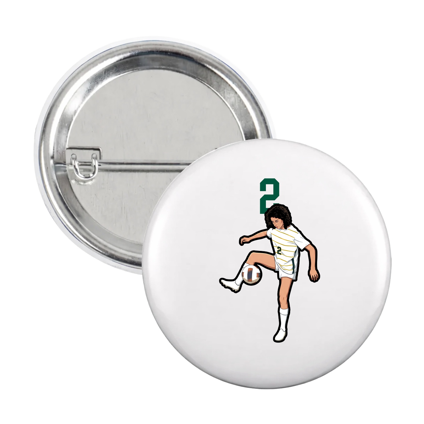 Game Day Button — Number Top in White