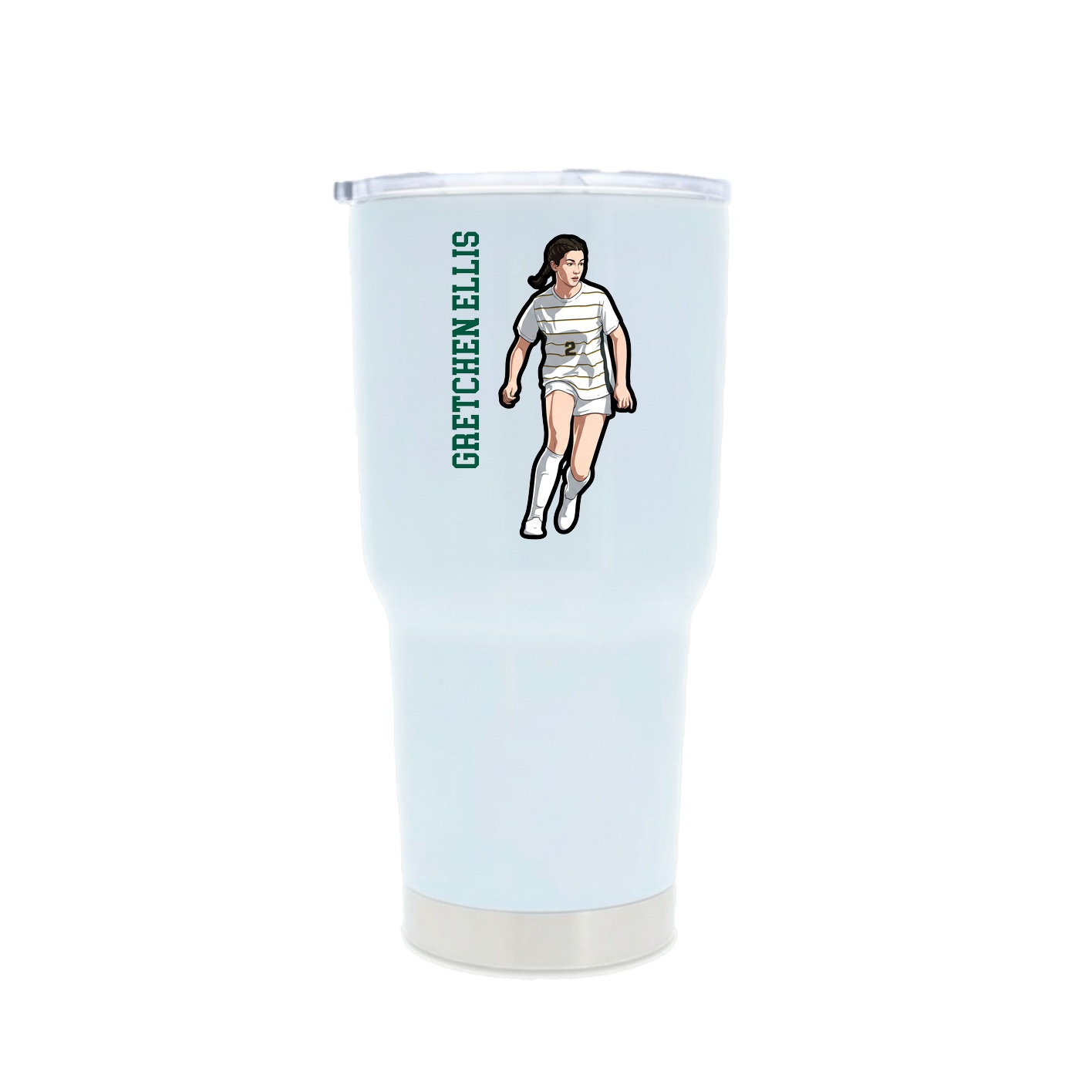 30oz Stainless Steel Tumbler — Name Vertical in White