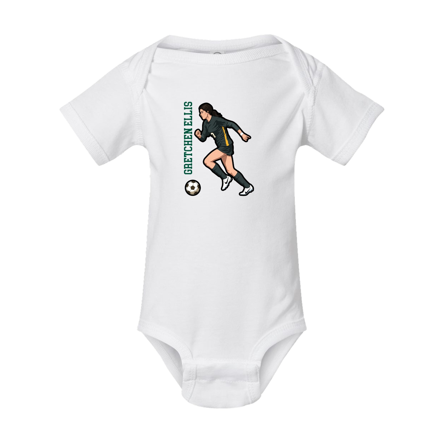Baby Onesie — Name Vertical in White