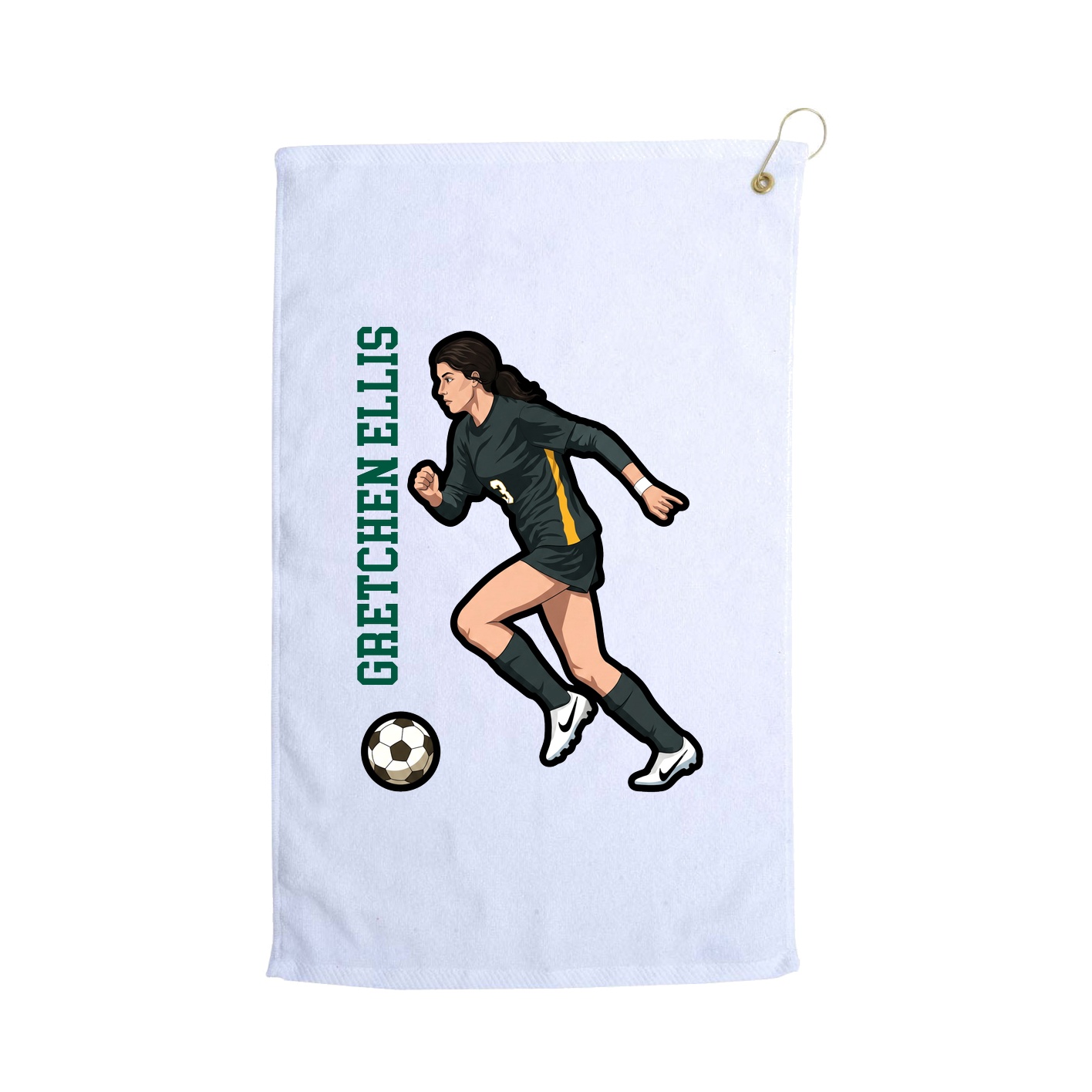Golf Towel — Name Vertical in White