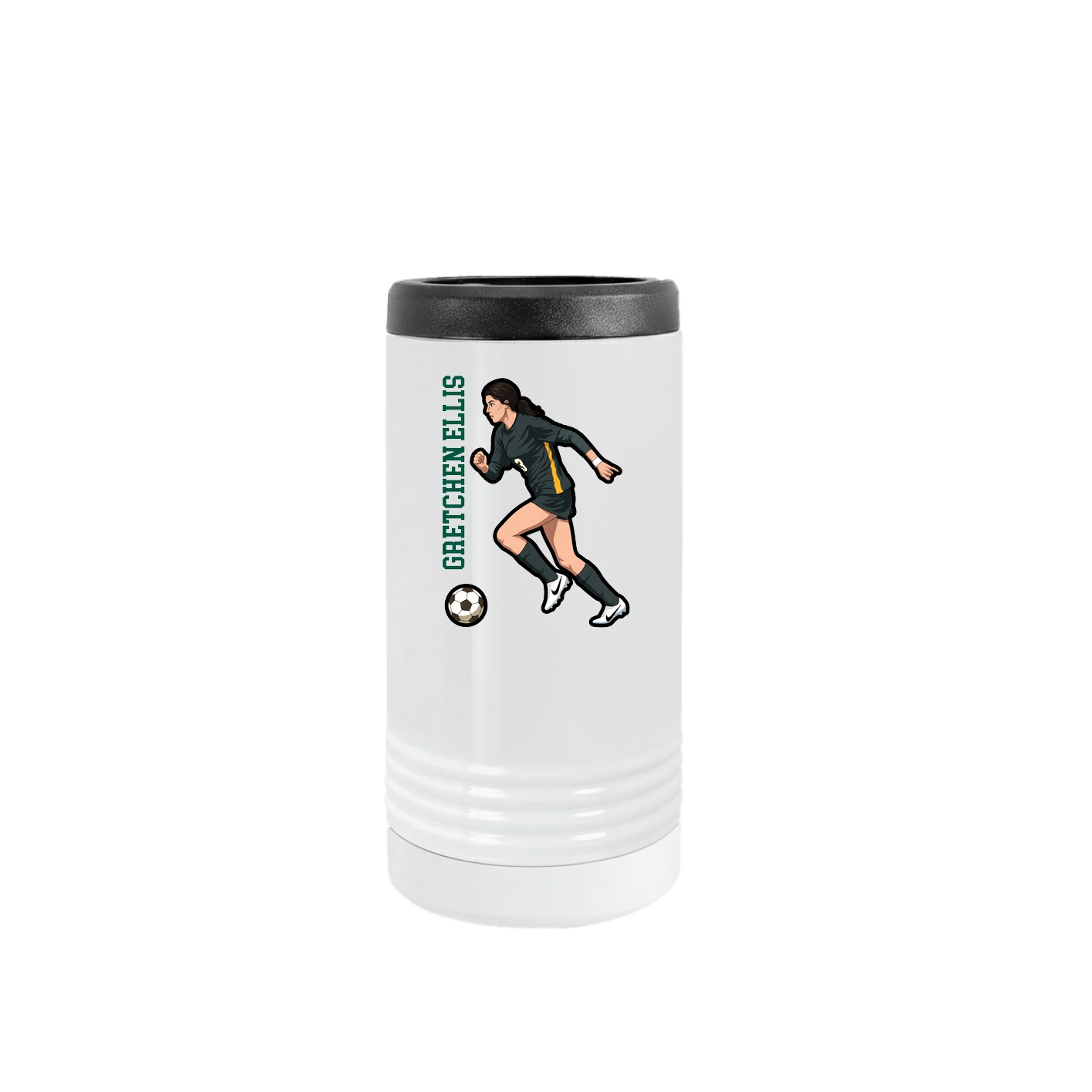 Slim Beverage Holder — Name Vertical in White