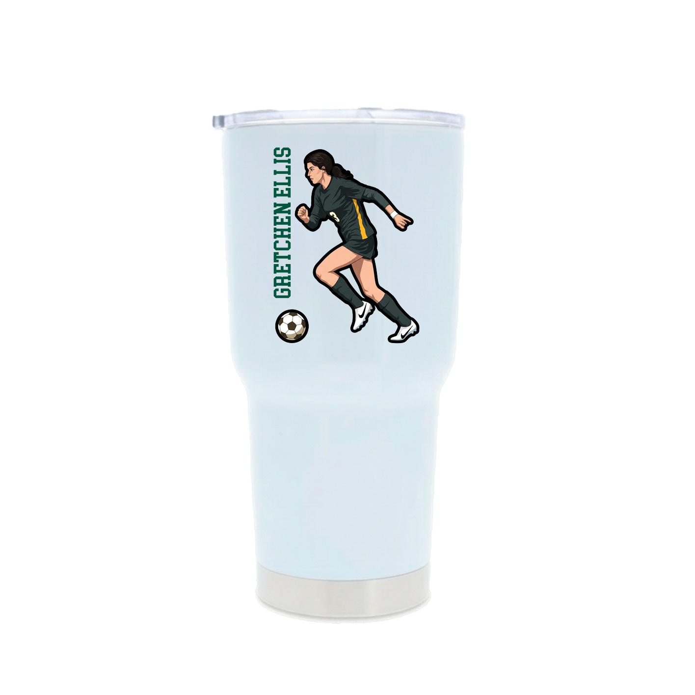 30oz Stainless Steel Tumbler — Name Vertical in White