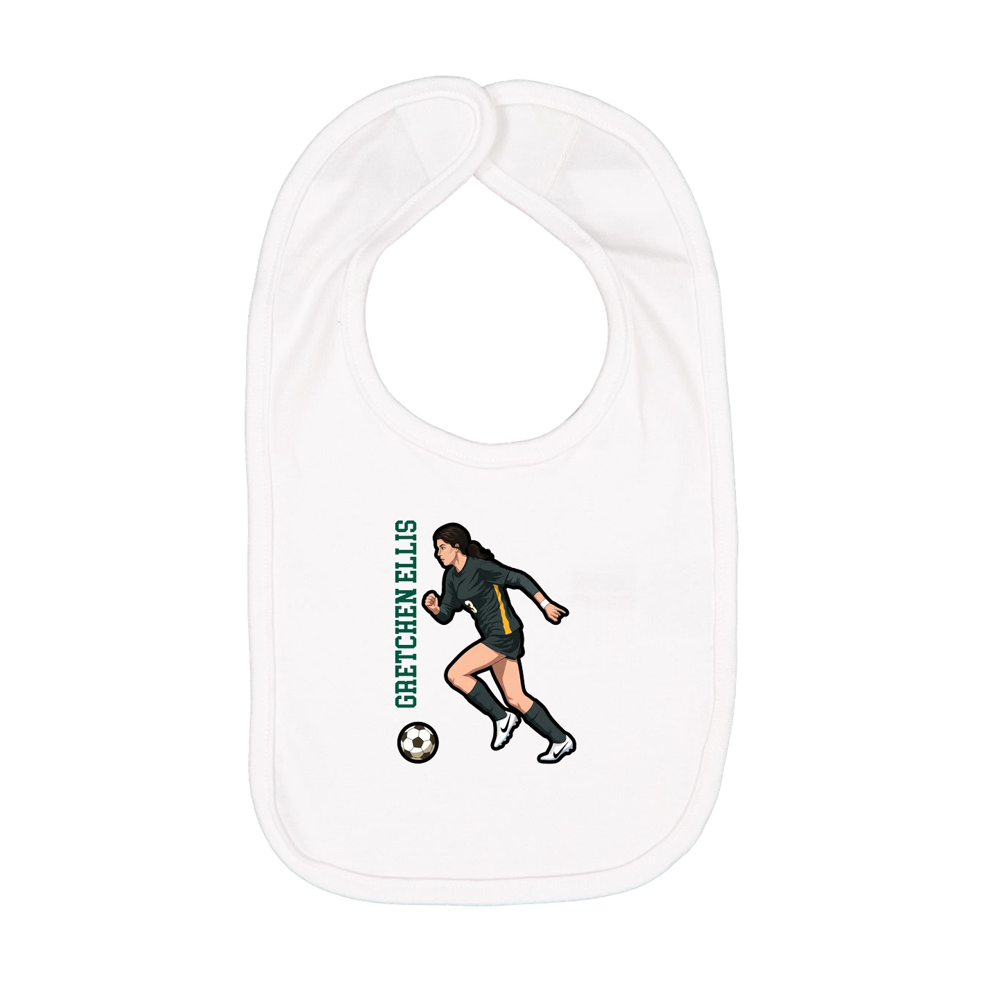 Infant Bib — Name Vertical in White