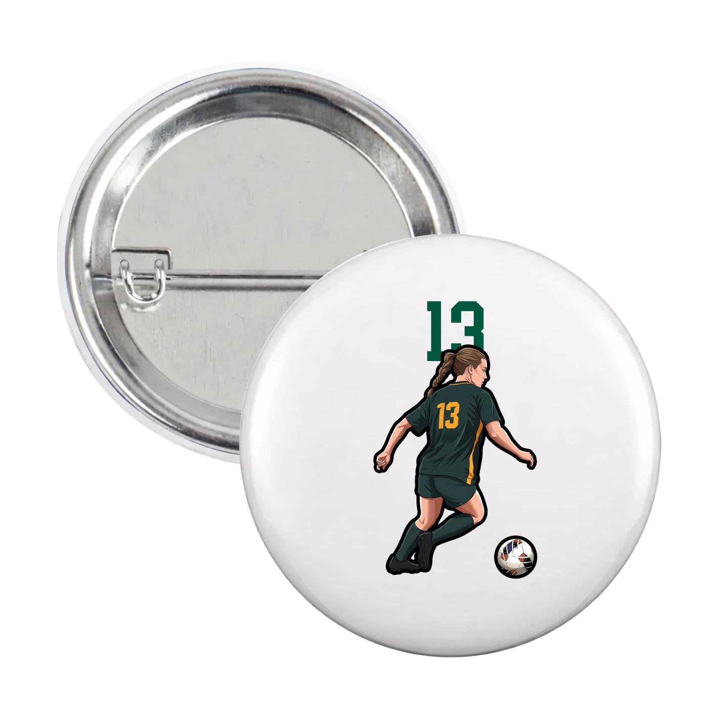 Game Day Button — Number Top in White