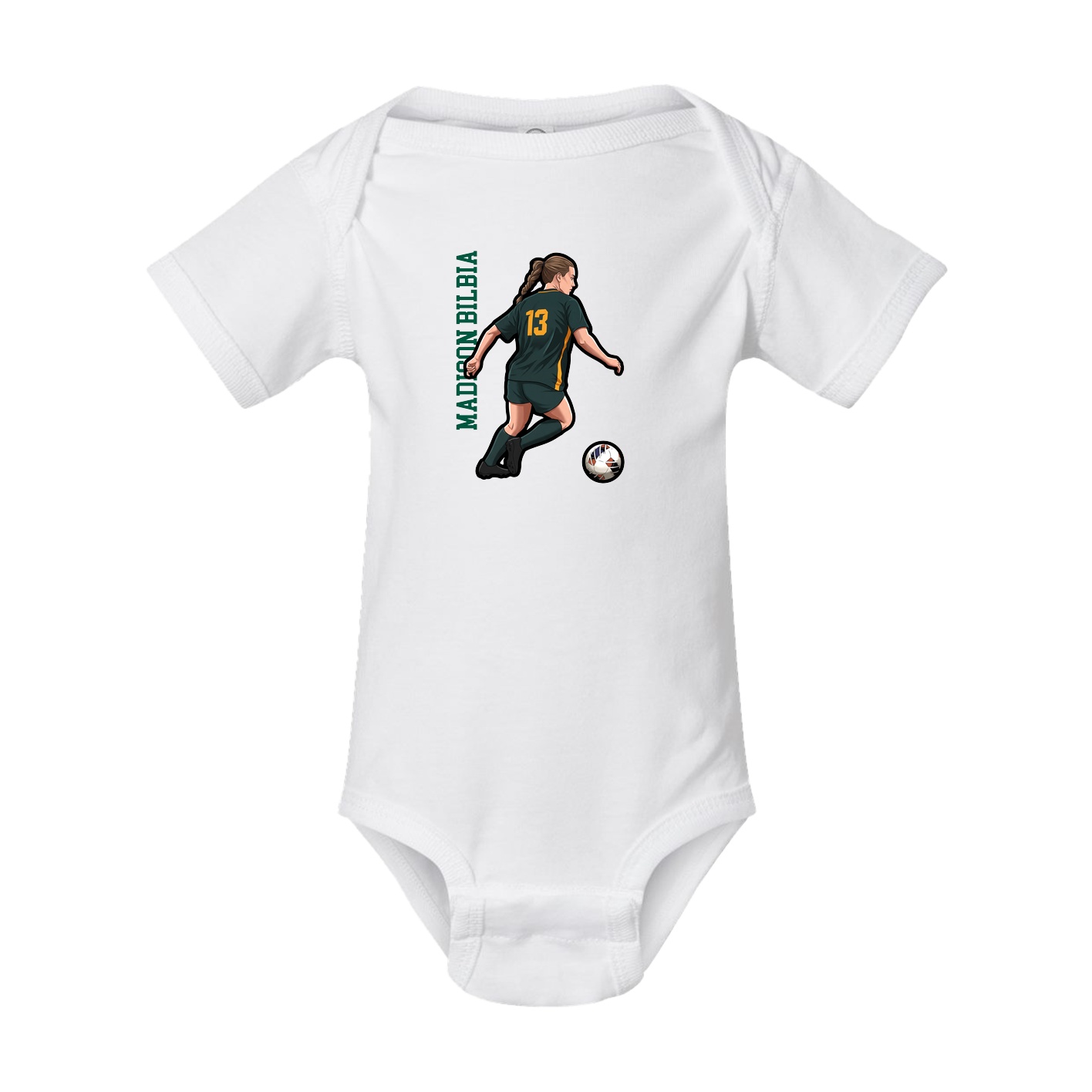 Baby Onesie — Name Vertical in White
