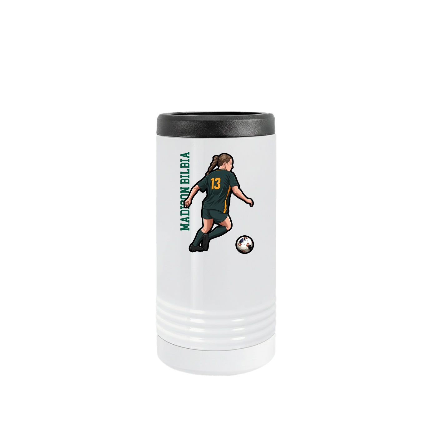 Slim Beverage Holder — Name Vertical in White