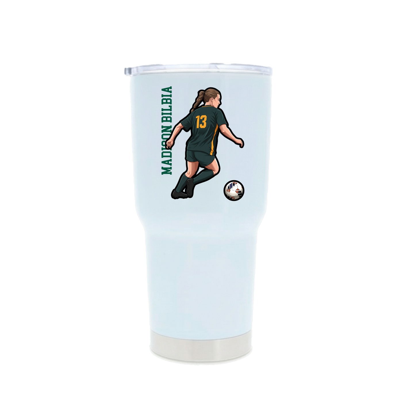 30oz Stainless Steel Tumbler — Name Vertical in White