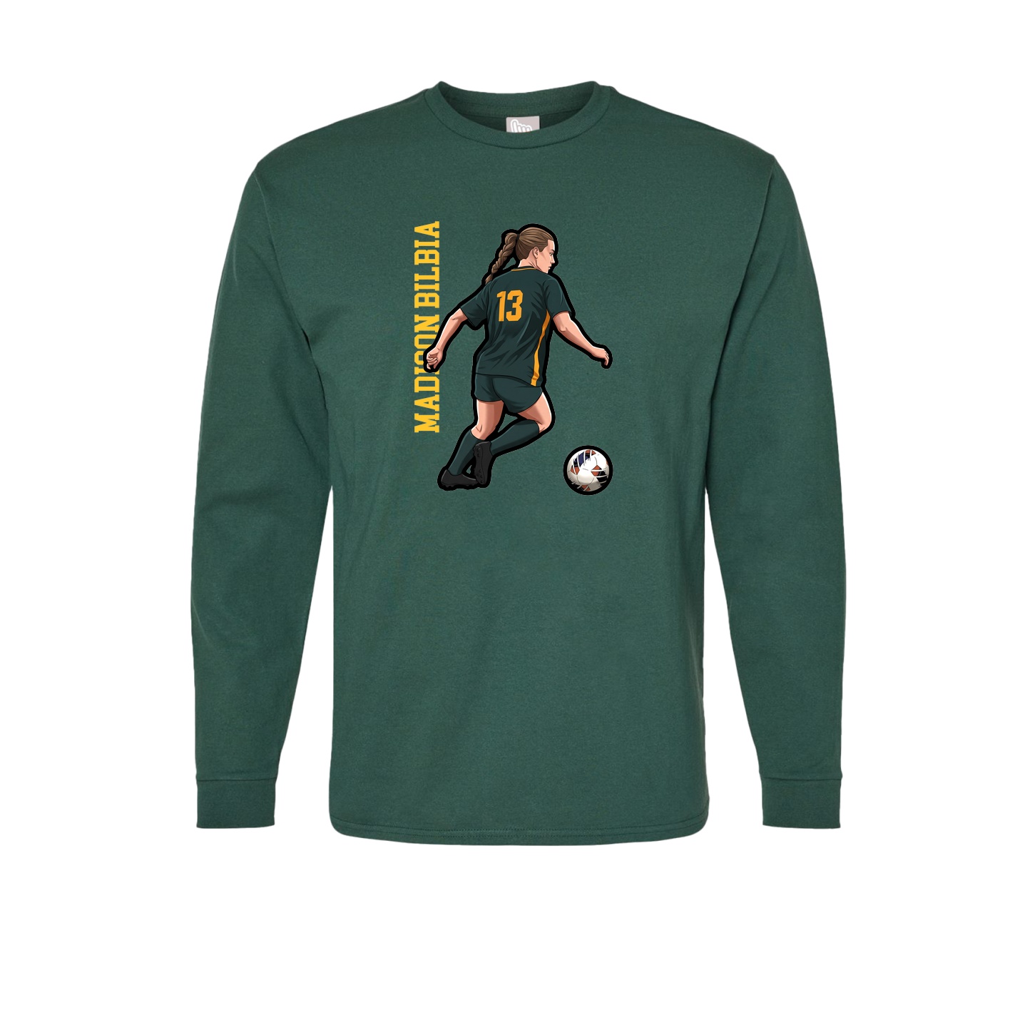 Long Sleeve Tee — Name Vertical in Green