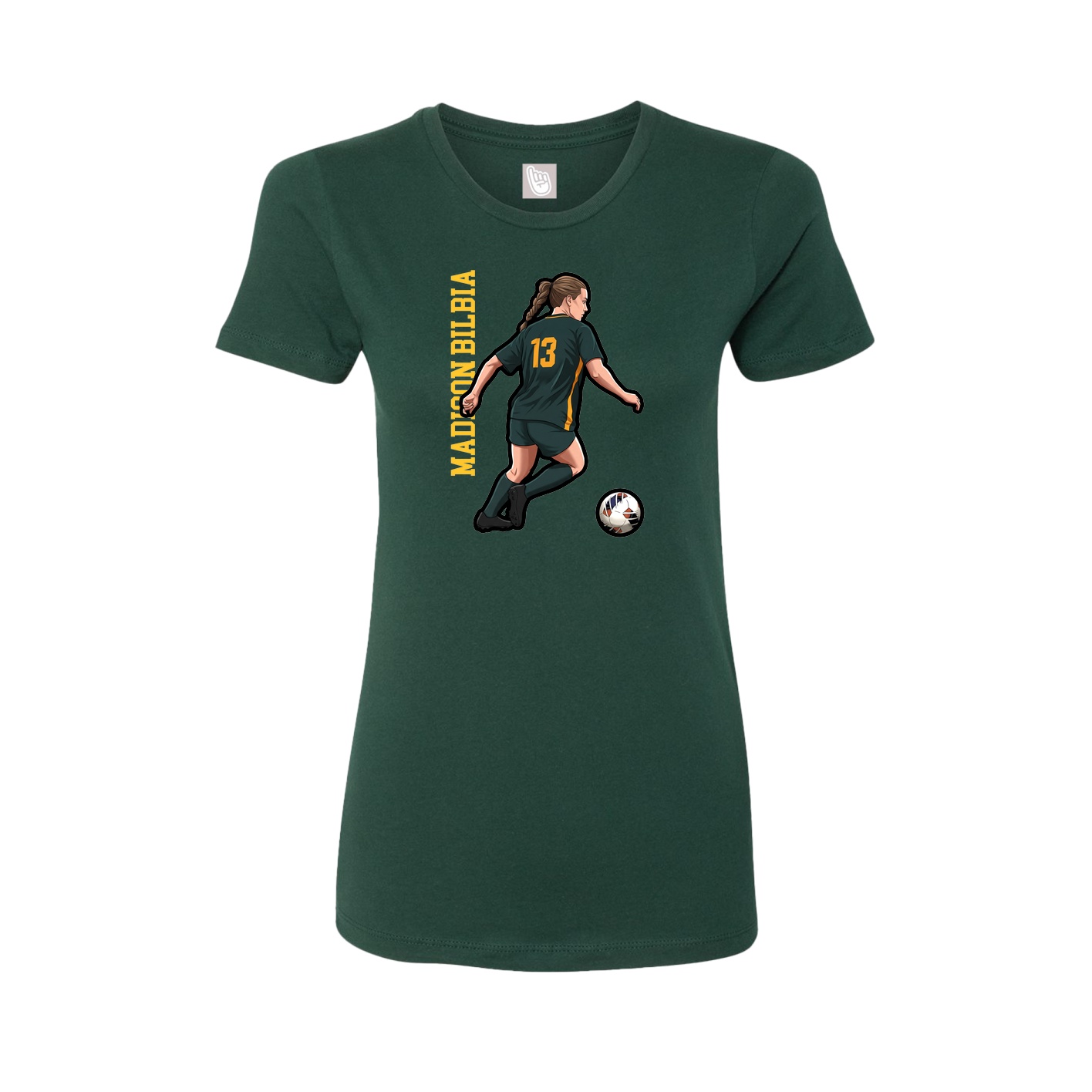 Fitted Women's Tee — Name Vertical in Green