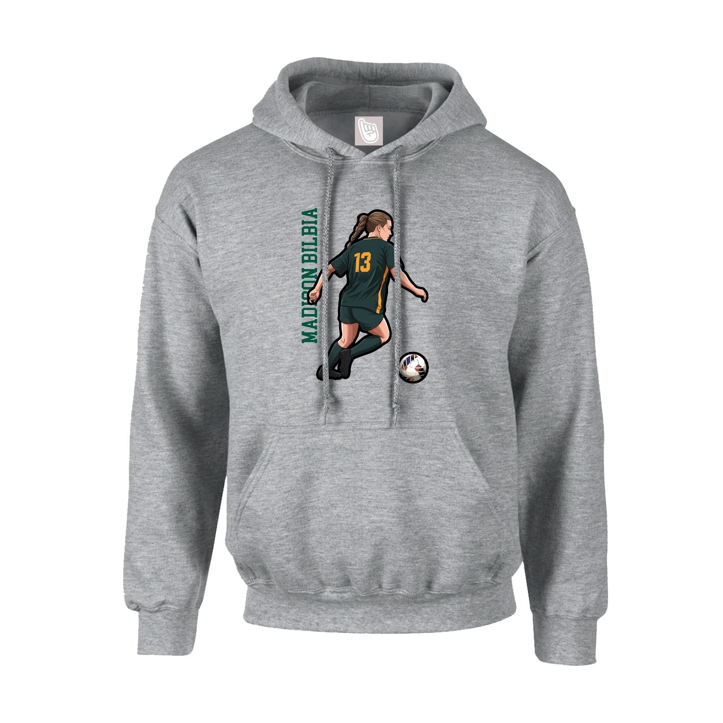 Youth Hoodie — Name Vertical in Grey