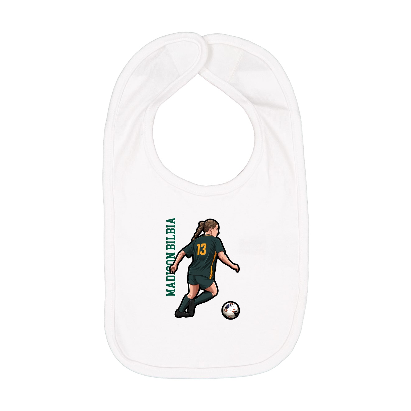 Infant Bib — Name Vertical in White