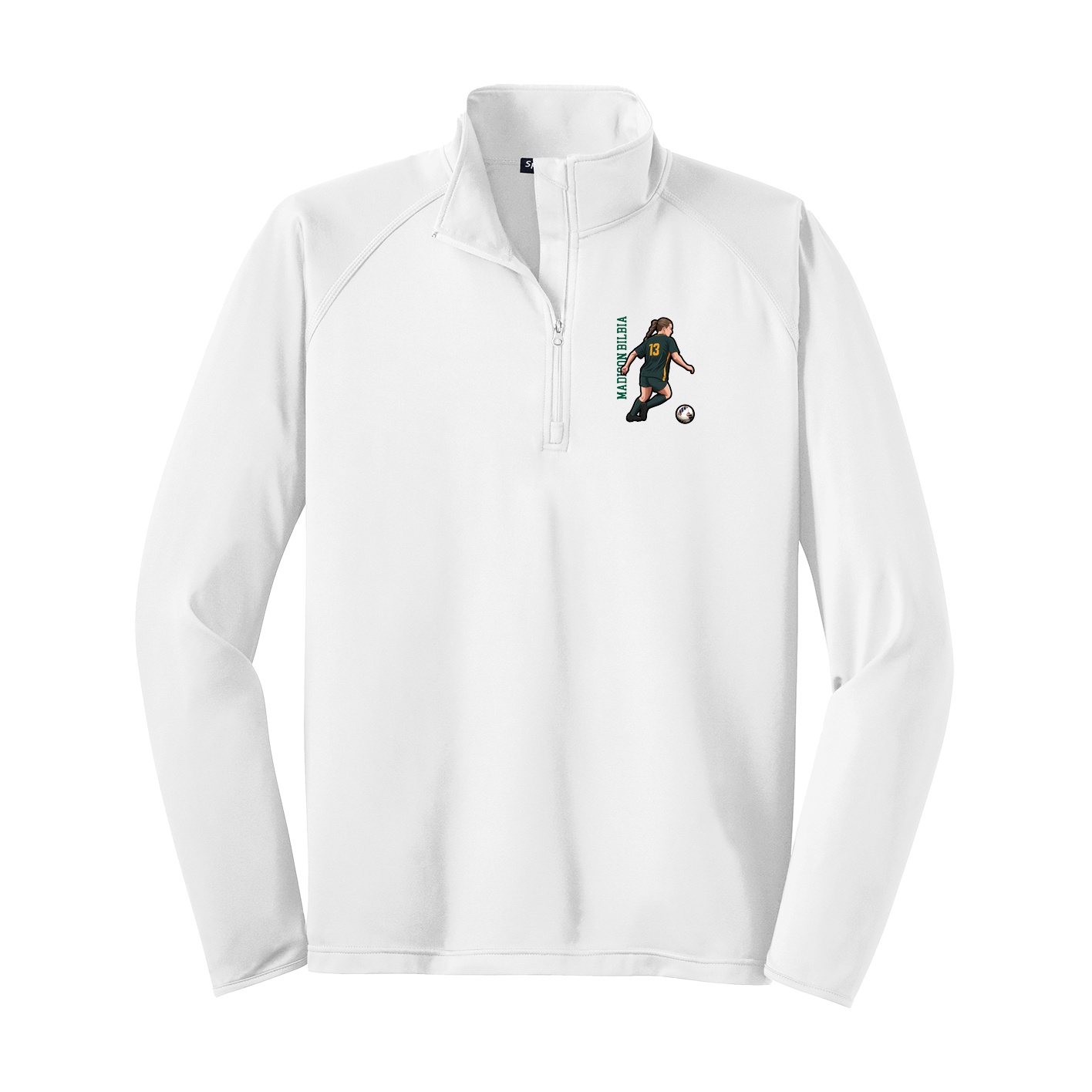 Q-Zip Pullover — Name Vertical in White