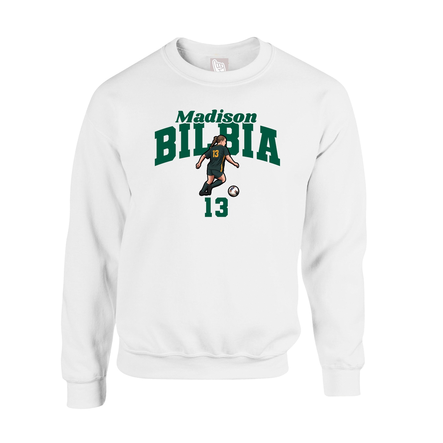 Fleece Crew — Signature Arch in White