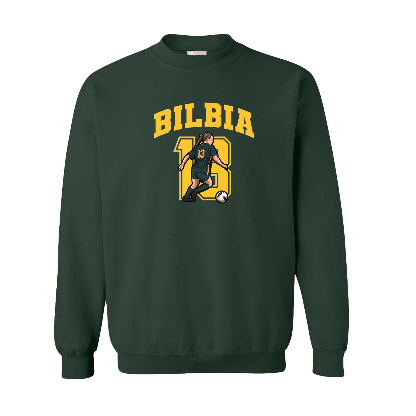 Fleece Crew — Number in Green