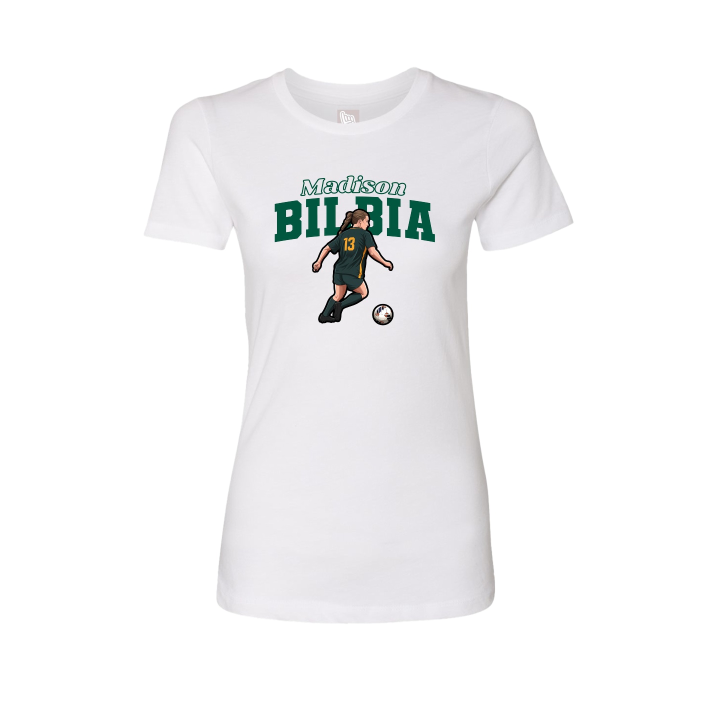 Fitted Women's Tee — Name Arch in White