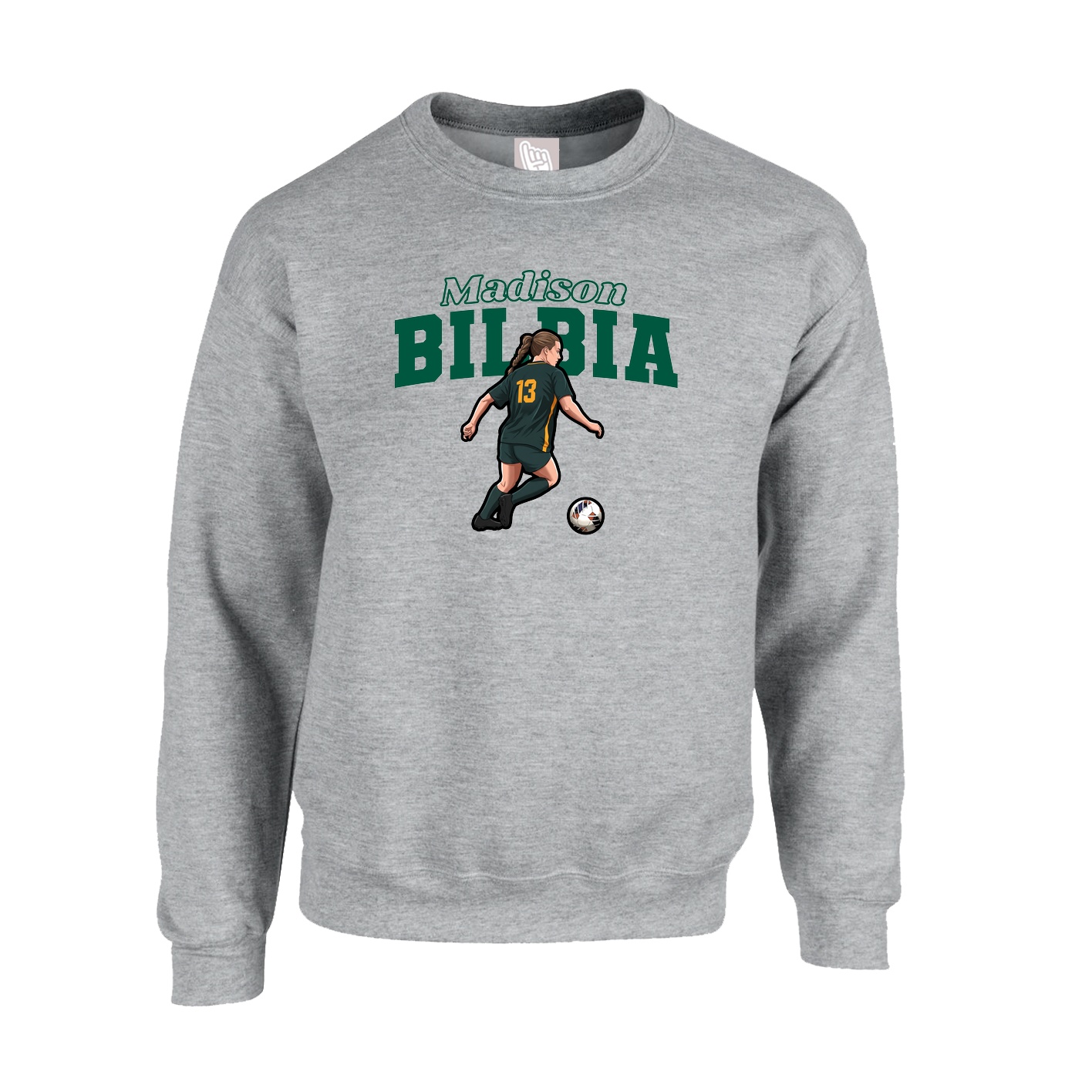 Fleece Crew — Name Arch in Grey
