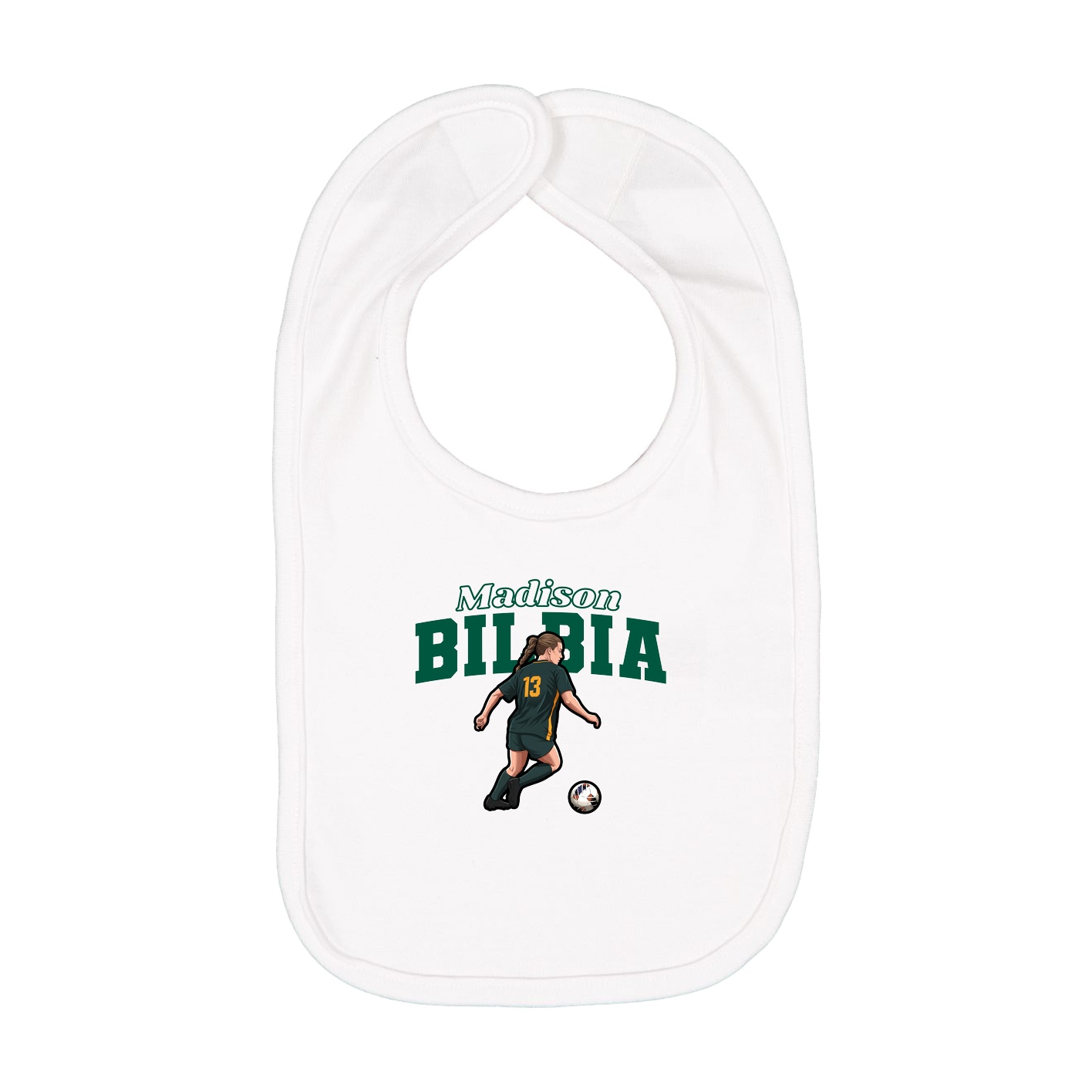 Infant Bib — Name Arch in White