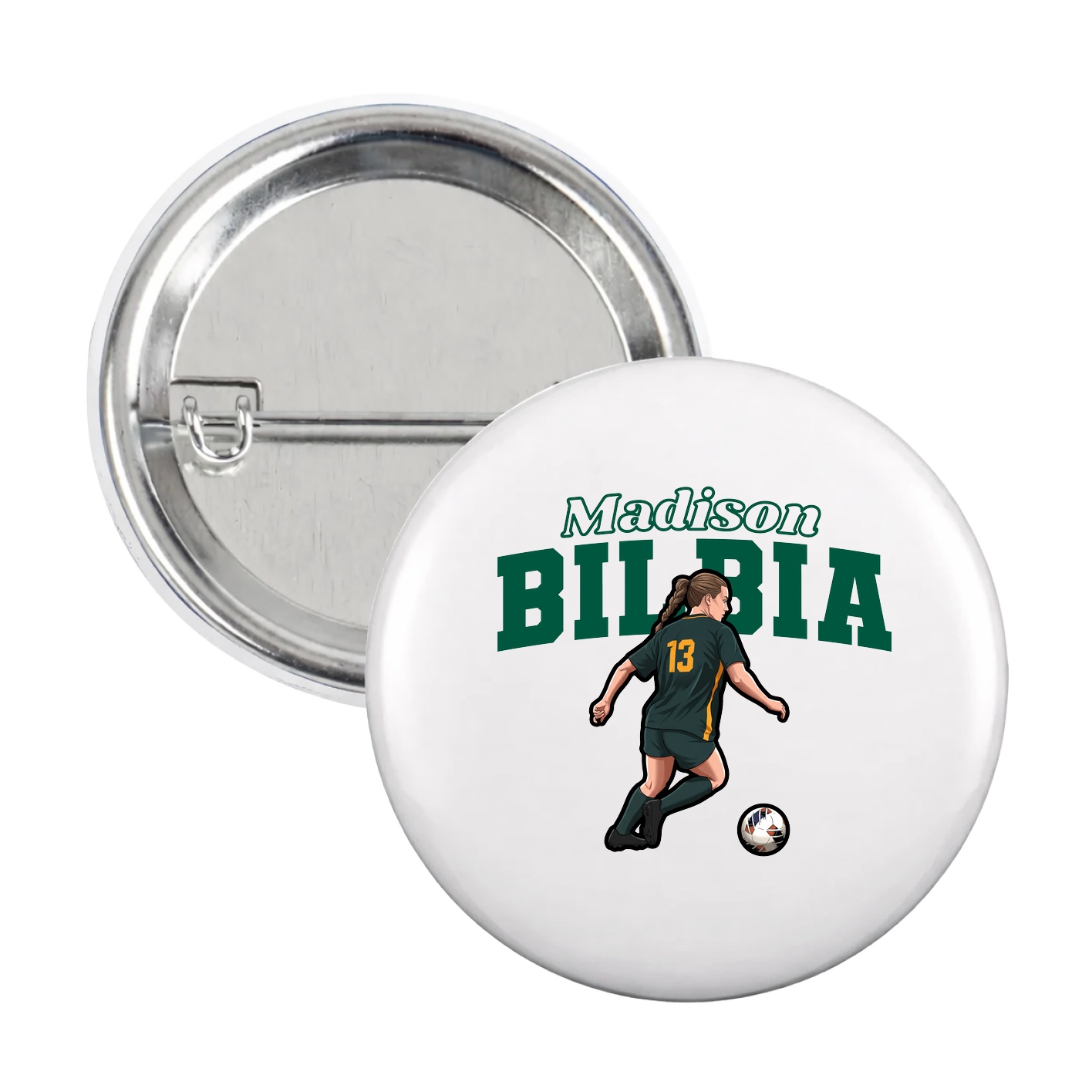 Game Day Button — Name Arch in White