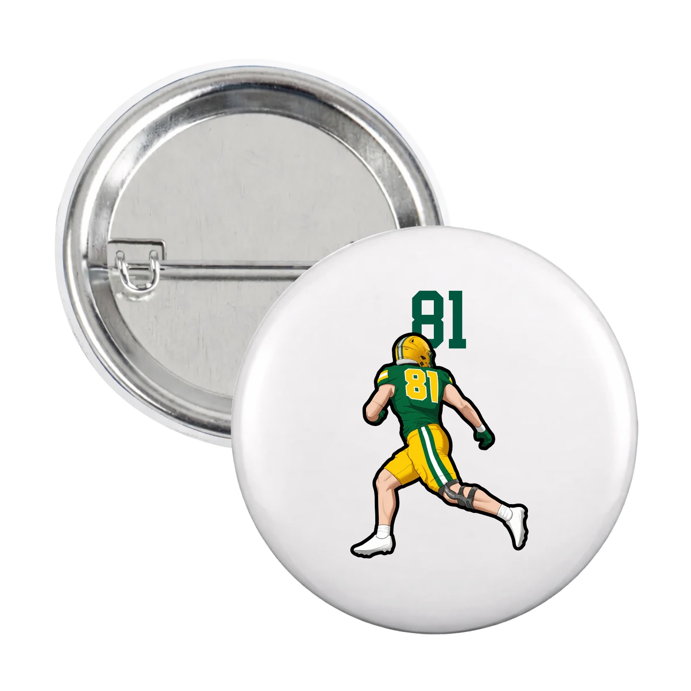 Game Day Button — Number Top in White