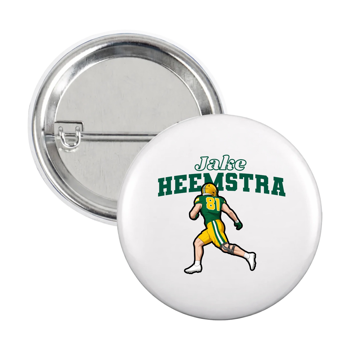 Game Day Button — Name Arch in White