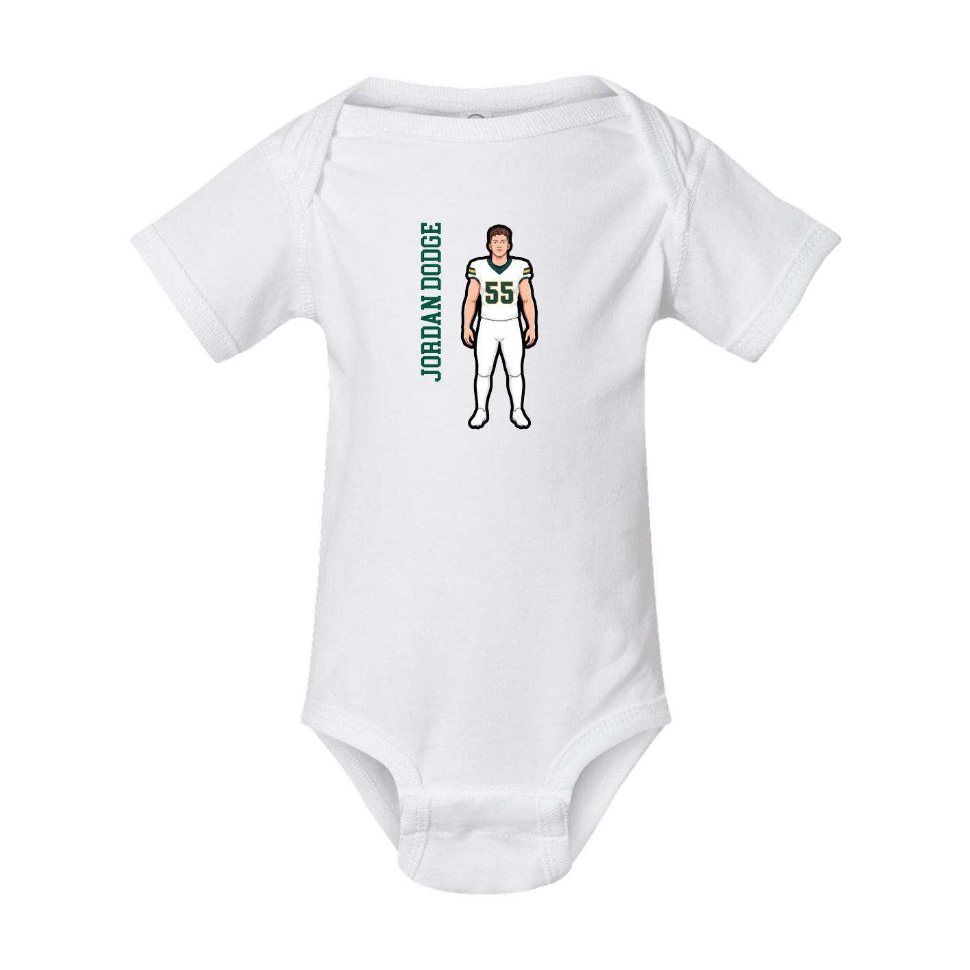 Baby Onesie — Name Vertical in White