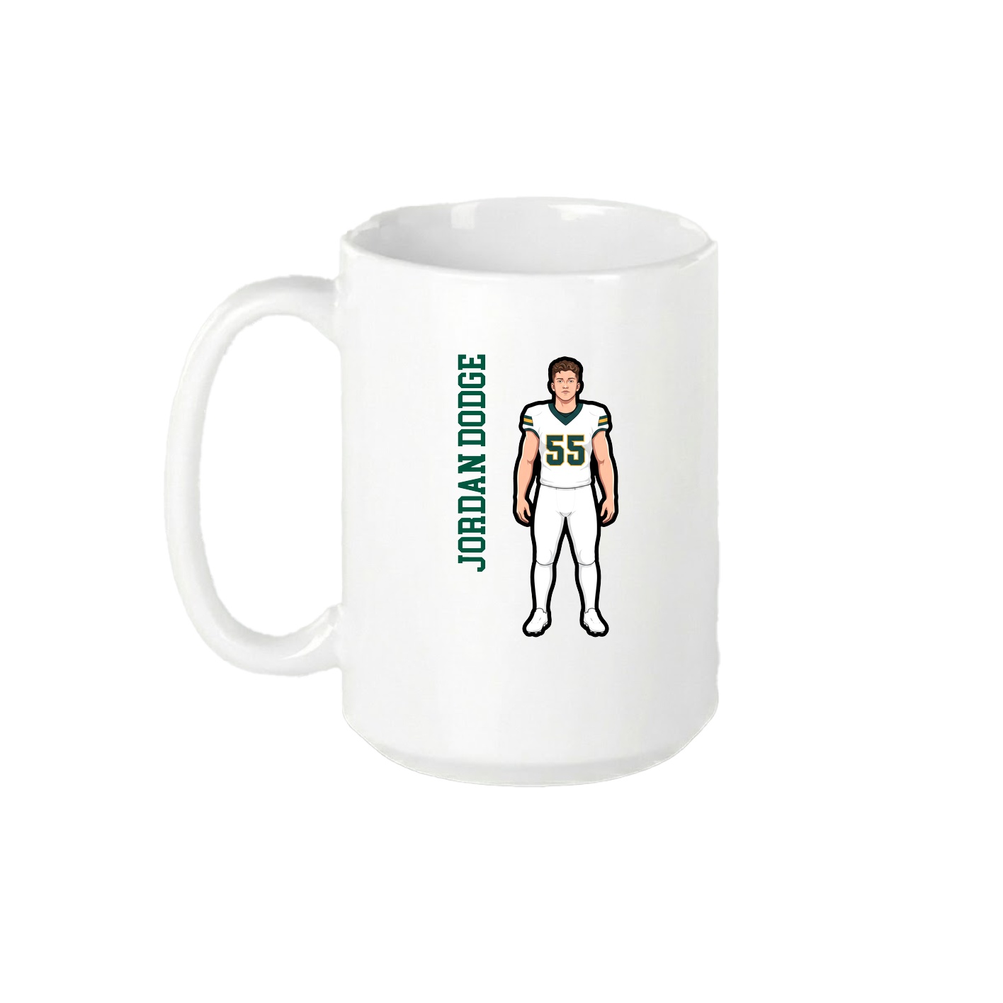 15oz Coffee Mug — Name Vertical in White