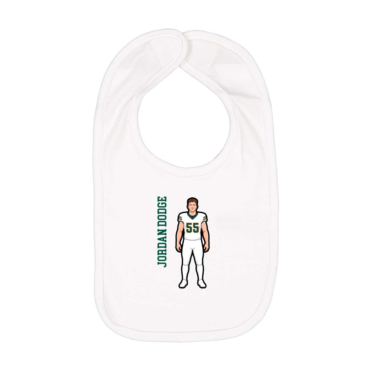 Infant Bib — Name Vertical in White