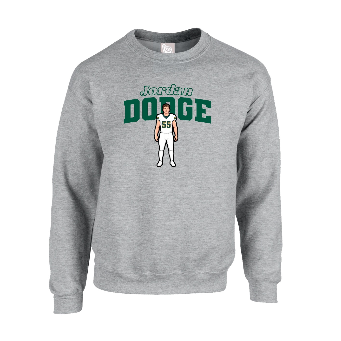 Fleece Crew — Name Arch in Grey