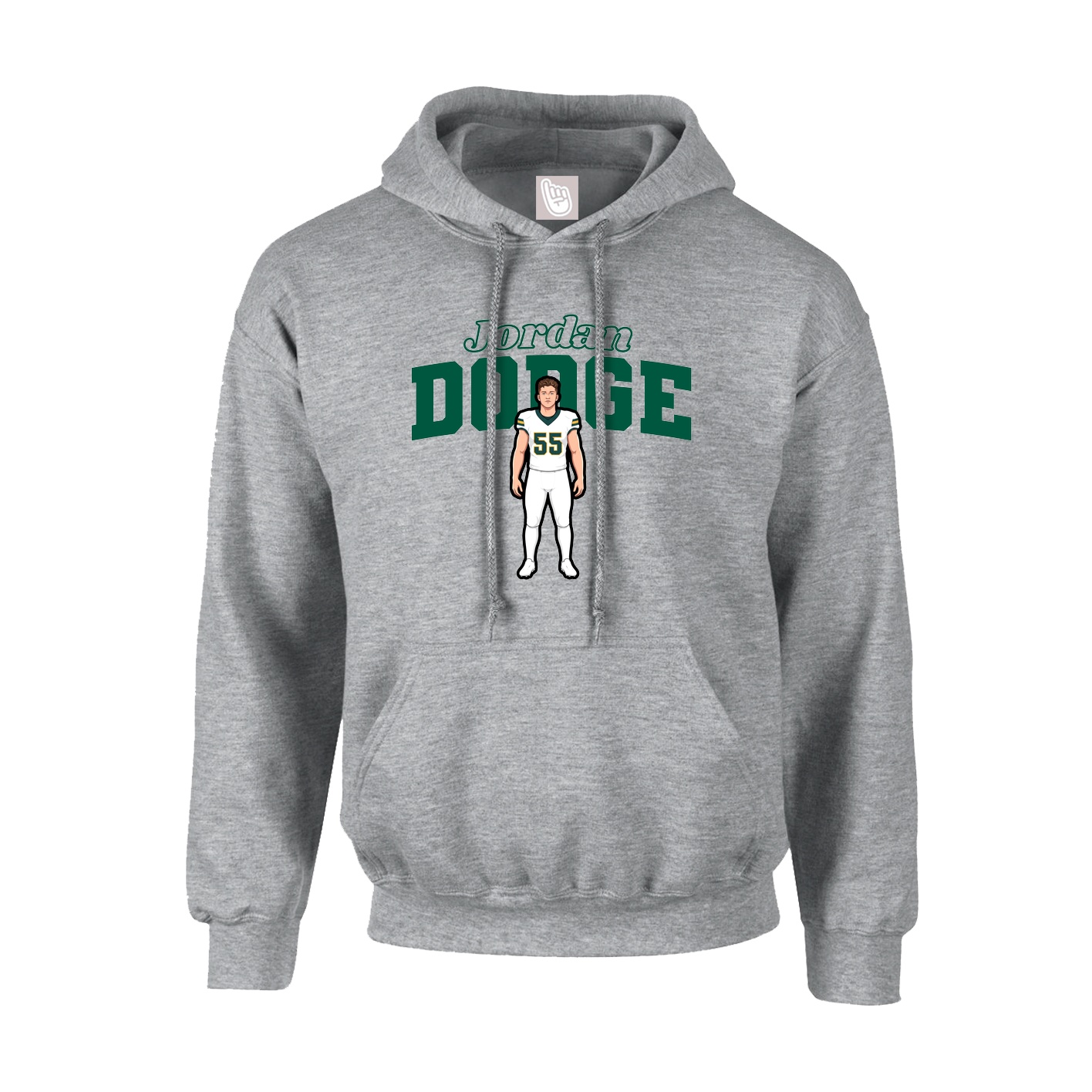 Youth Hoodie — Name Arch in Grey