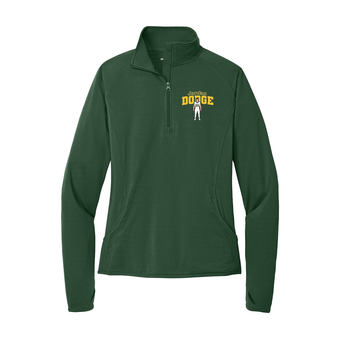 Women's Q-Zip Pullover — Name Arch in Green